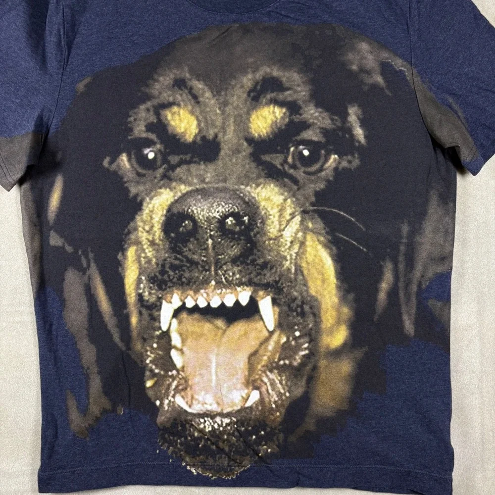 Givenchy Rottweiler Graphic T-Shirt Navy Blue Mens Small Designer